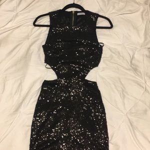 Black cut-out sequin dress